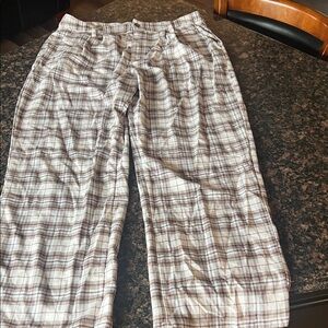 Hollister Brown & Cream Plaid Pants-size 17R ultra high-rise vintage baggy pants